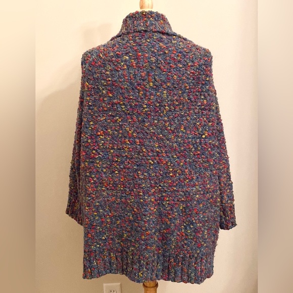 Curio New York Grey Red Chunky Knit Ribbed Alpaca Mohair Cardigan Sweater Size M - Picture 11 of 14